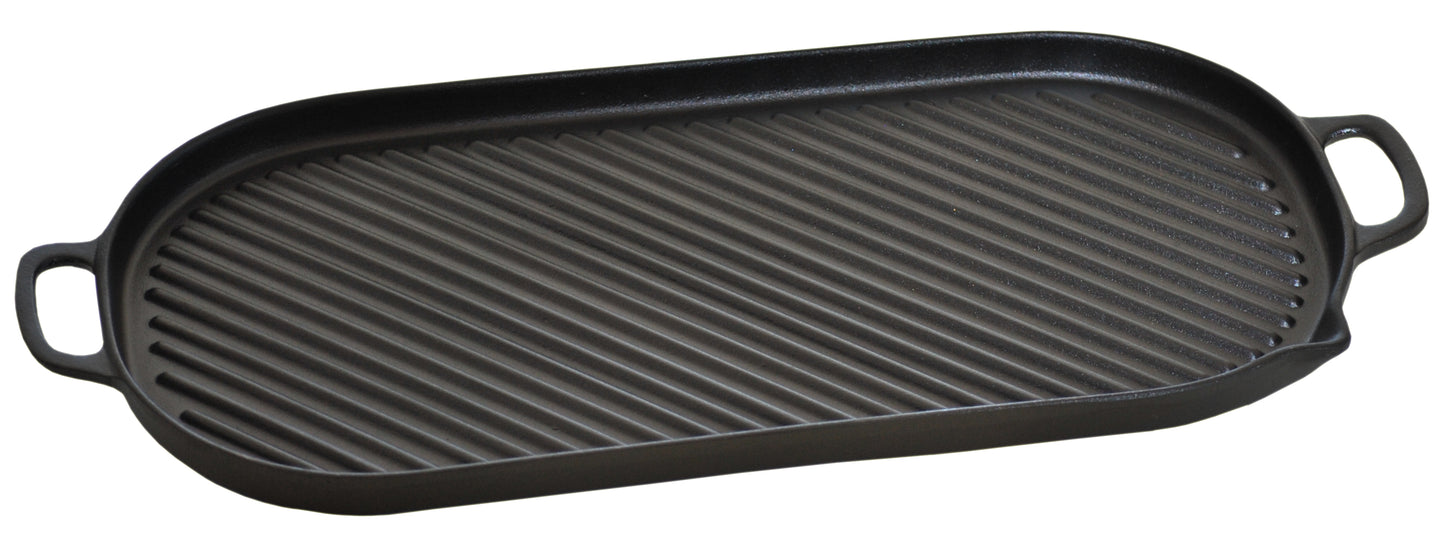 Ronneby Bruk - Rondo Grillplatta med Handtag och Hällpip Gjutjärn 23x47cm