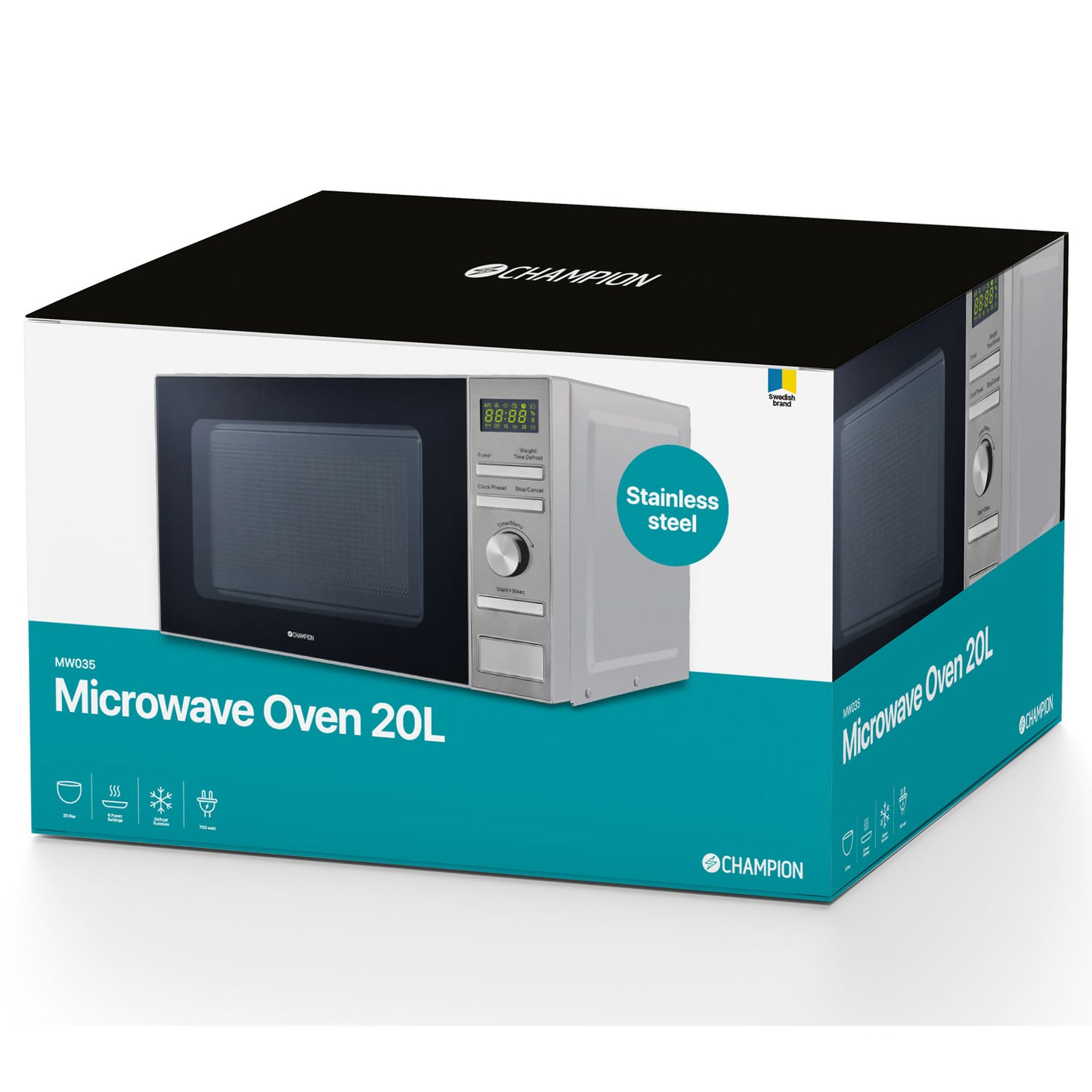 Mikrovågsugn Digital 20L 700W MW035 Rostfri