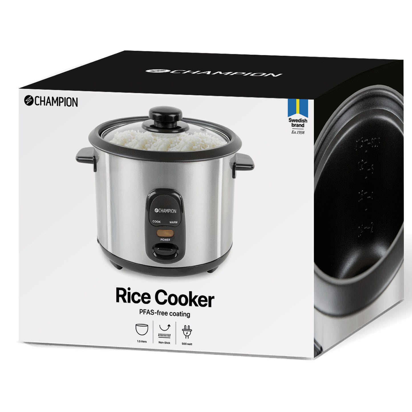 Riskokare Ceramic 1,5L 500W RK500 Rostfri
