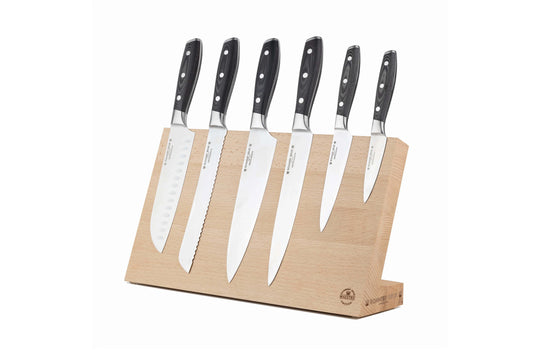 Ronneby Bruk - Magnetiskt Knivblock för 7 Knivar Oljad Bok 38x22cm