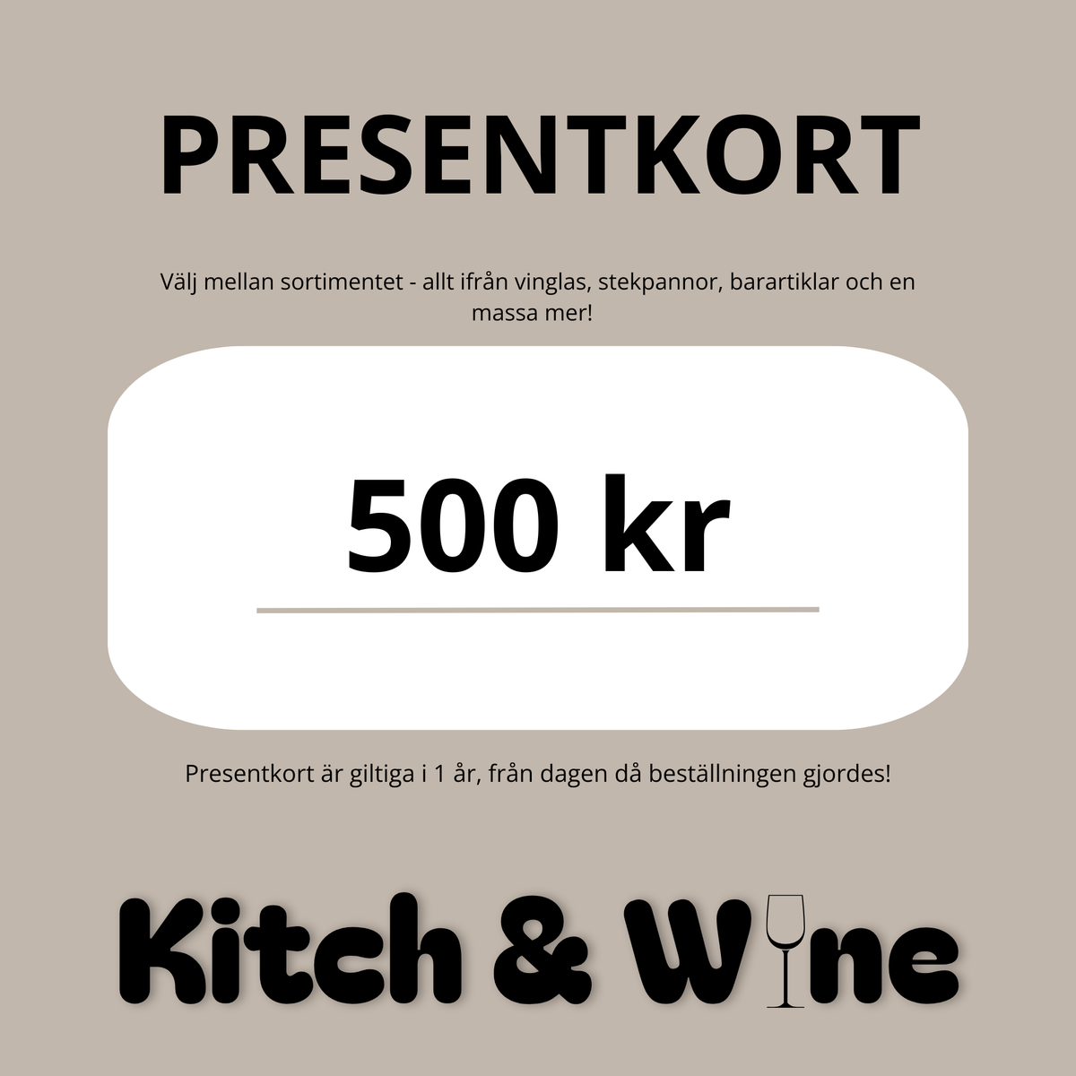 Kitch & Wine Presentkort - 500 kr