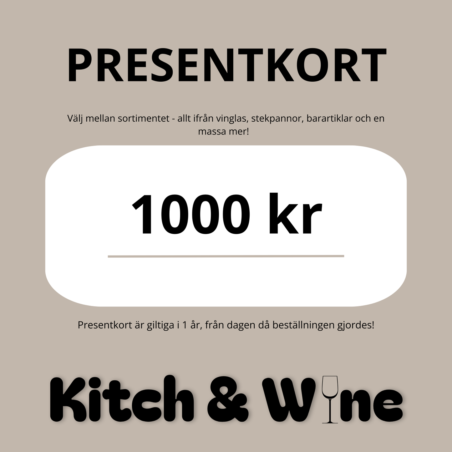 Kitch & Wine Presentkort - 1000 kr