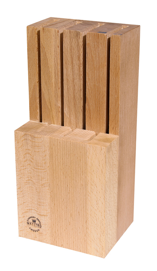 Ronneby Bruk - Stående Knivblock för 7 Knivar Oljad Bok 25x12x11cm