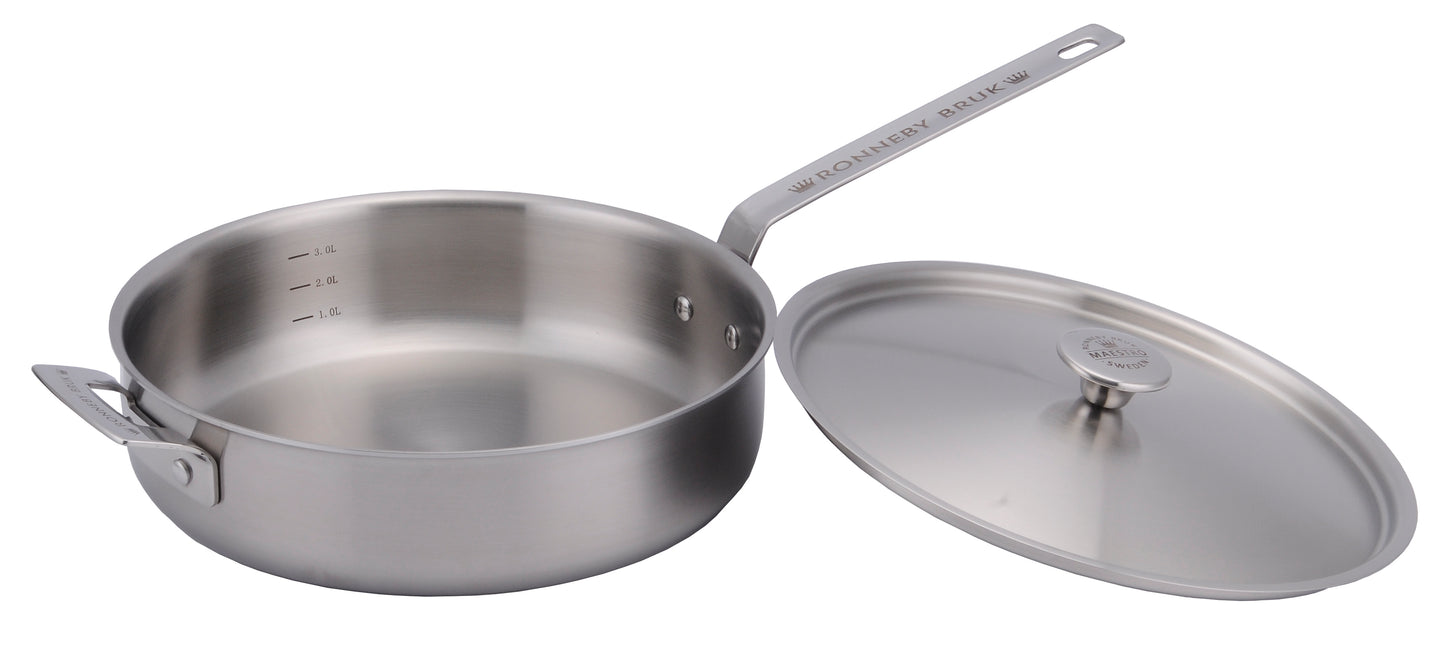 Ronneby Bruk - Inox Rostfri Traktörpanna med Rostfritt Lock Rostfritt Ø28cm