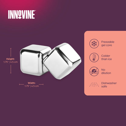 Innovine Kylkuber Rostfritt Stål 2-pack - Stora Whiskykuber 4,5 cm
