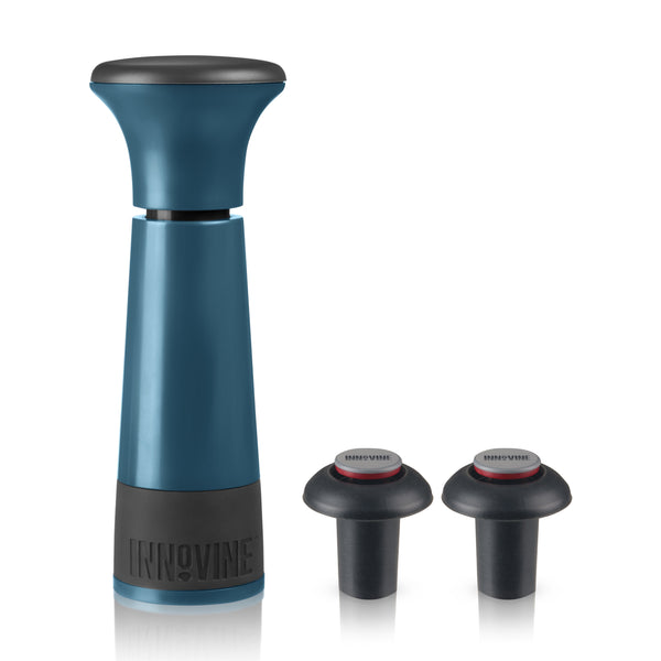 Innovine Vakuumpump Vin Teal - Vinsparare med 2 Korkar