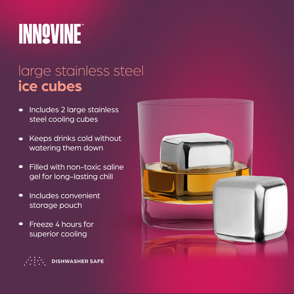 Innovine Kylkuber Rostfritt Stål 2-pack - Stora Whiskykuber 4,5 cm