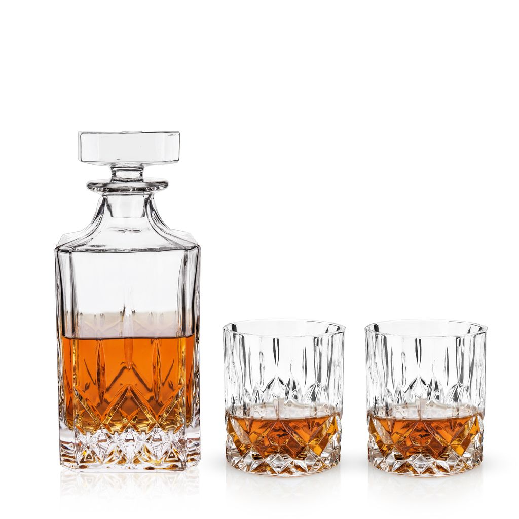 Viski Whiskeykaraff Admiral Set 3 Delar - Karaff och Tumblerglas Kristall