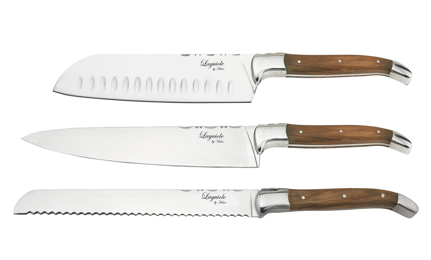Laguiole By Hâws Chef Knife Set 3 Pcs + Bamboo Cutting Board Olive