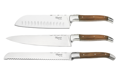 Laguiole By Hâws Chef Knife Set 3 Pcs + Bamboo Cutting Board Olive