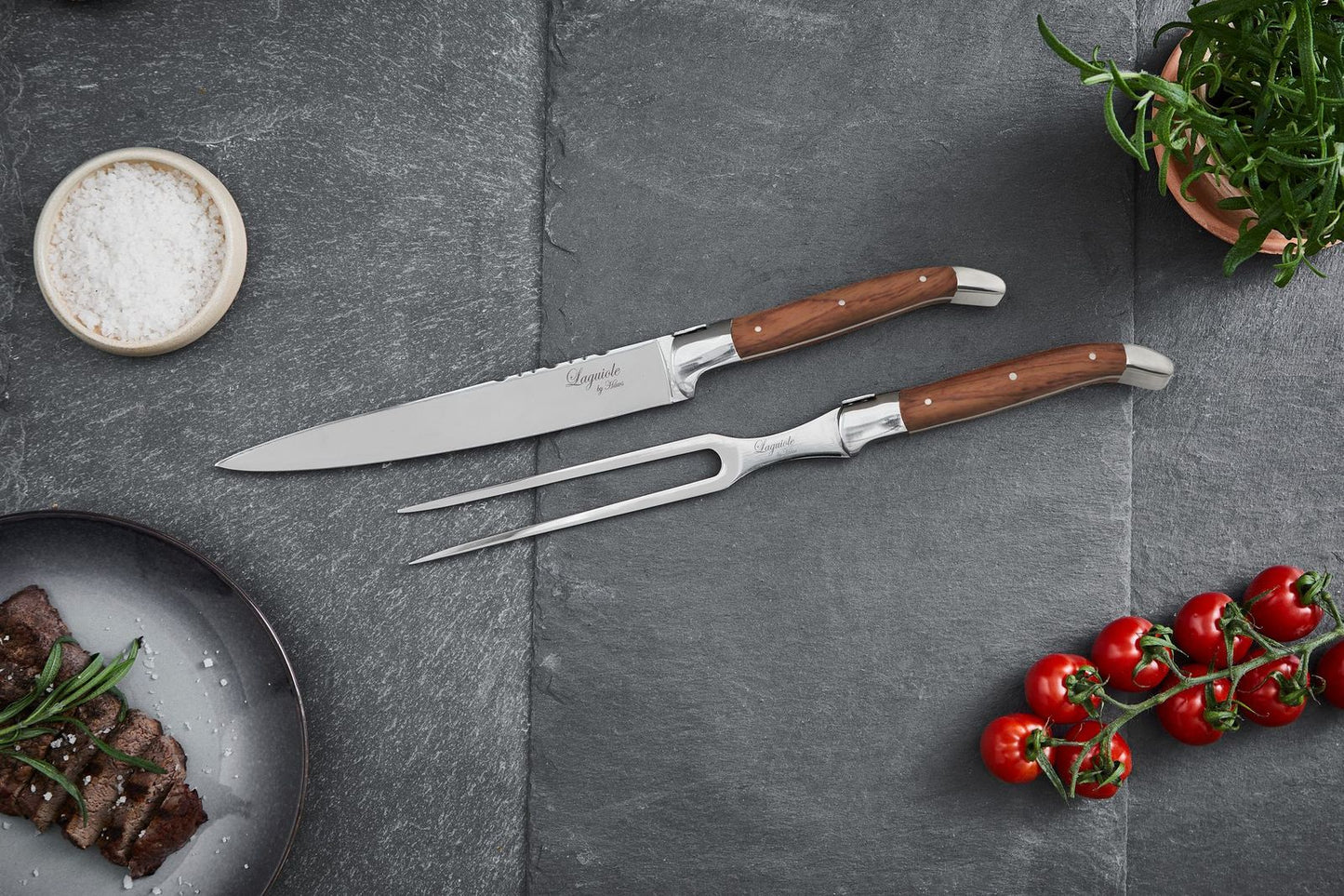 Laguiole By Hâws Carving Knife And Fork Set 2 Pcs Rosewood