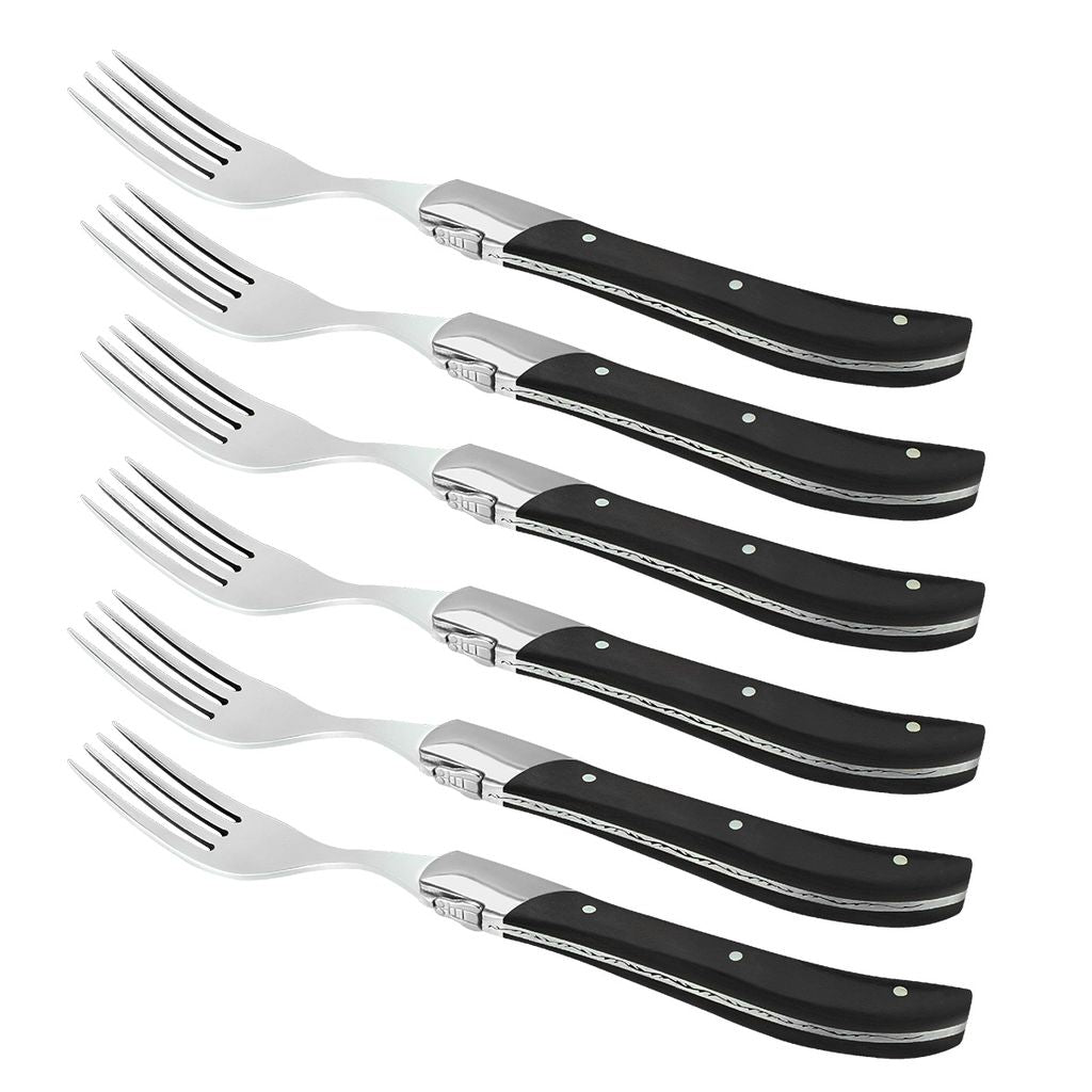 Laguiole By Hâws Steak Fork Set 6 Pcs Black Wood