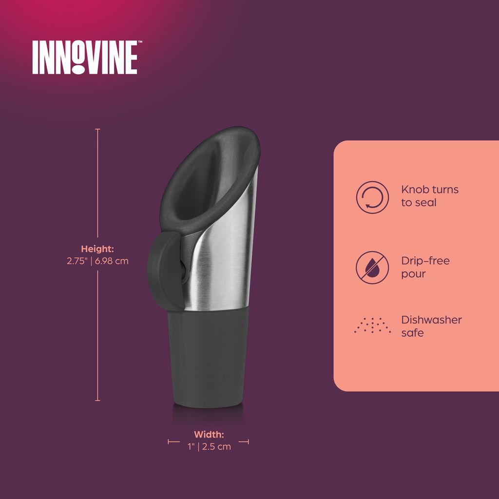 Innovine Vinhällare och Propp 2-i-1 - Hällpip Droppfri med Lufttät Förslutning