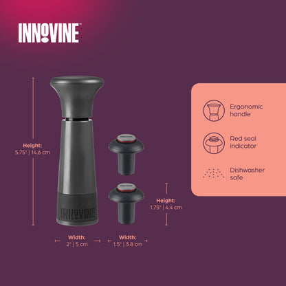 Innovine Vakuumpump Vin Grafit - Vinsparare med 2 Korkar