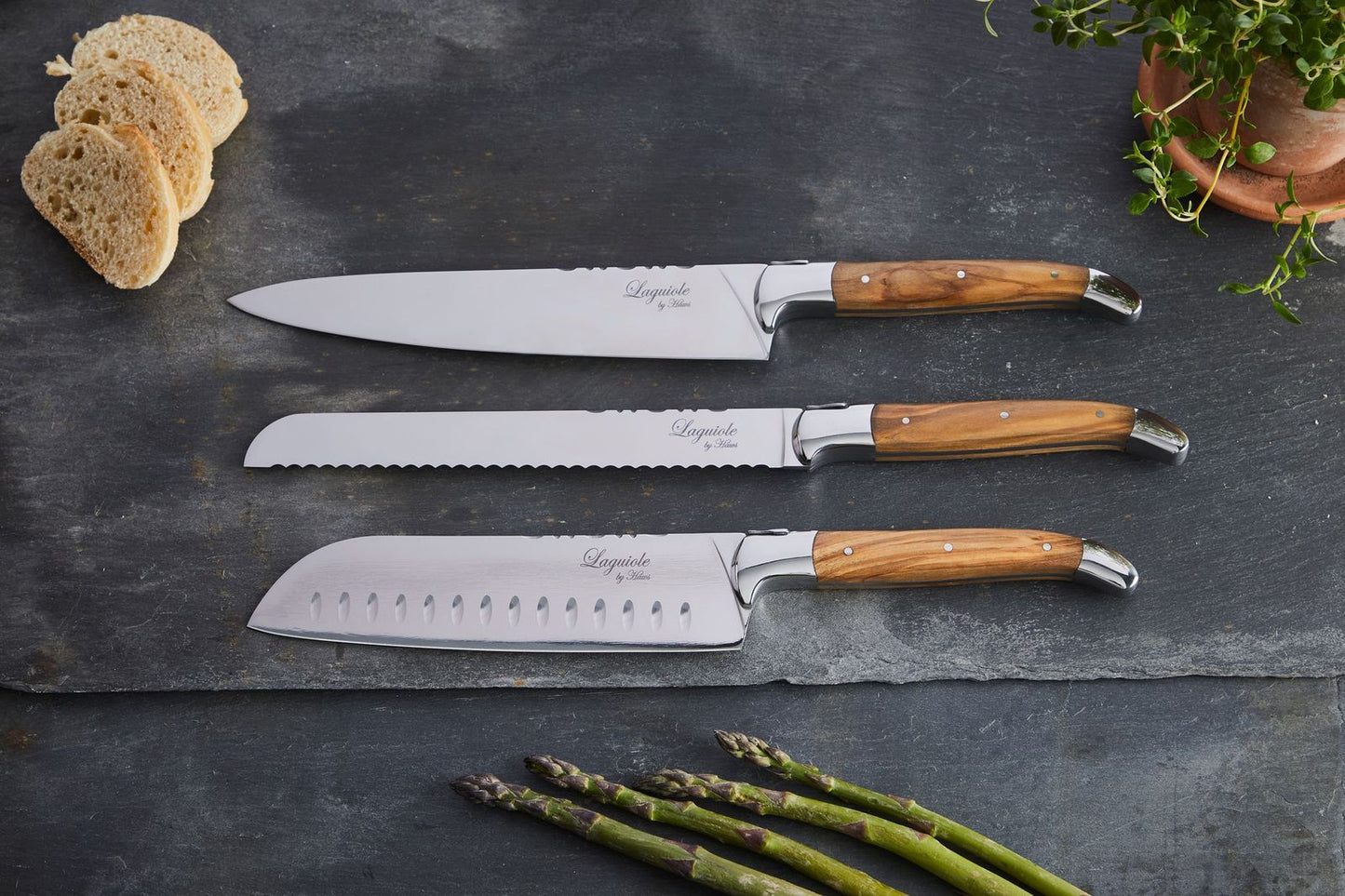 Laguiole By Hâws Chef Knife Set 3 Pcs Olive