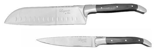 Laguiole By Hâws Santoku + Utility Knife Black Wood