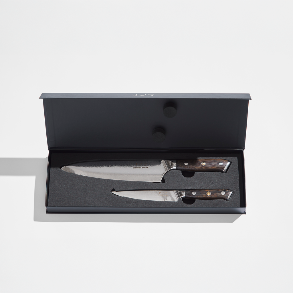 Damascus By Hâws DBHCUW Chef Knife 32 Cm + Utility Knife 24Cm Wengé