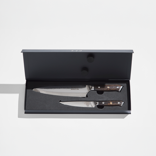 Damascus By Hâws DBHCUW Chef Knife 32 Cm + Utility Knife 24Cm Wengé