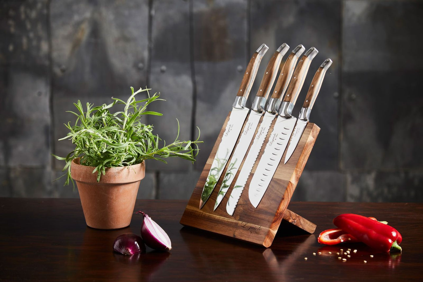 Laguiole By Hâws Chef Set W. Knife Block Olive