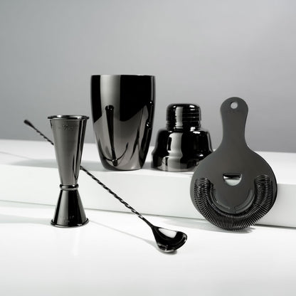 Viski Bartenderset Gunmetal 4 Delar - Cocktailset Shaker Rostfritt Stål