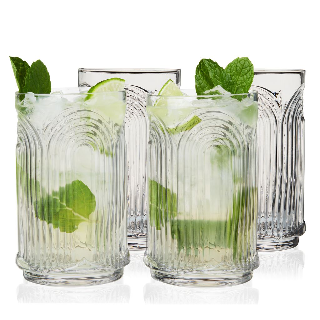 Viski Highballglas 53 cl - Kristallglas Art Deco 4-pack