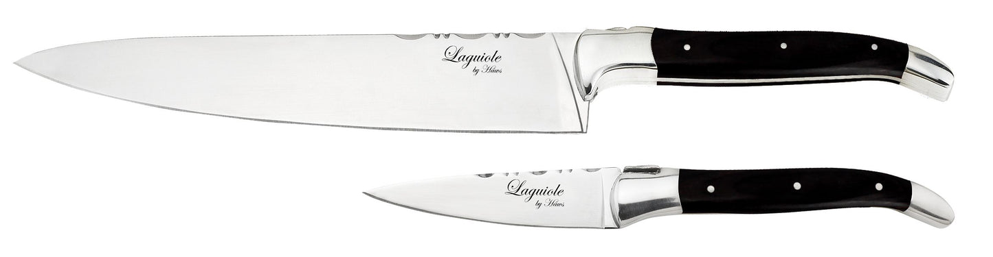 Laguiole By Hâws 2 Pcs Set Peeling/Chef Knife Black Wood