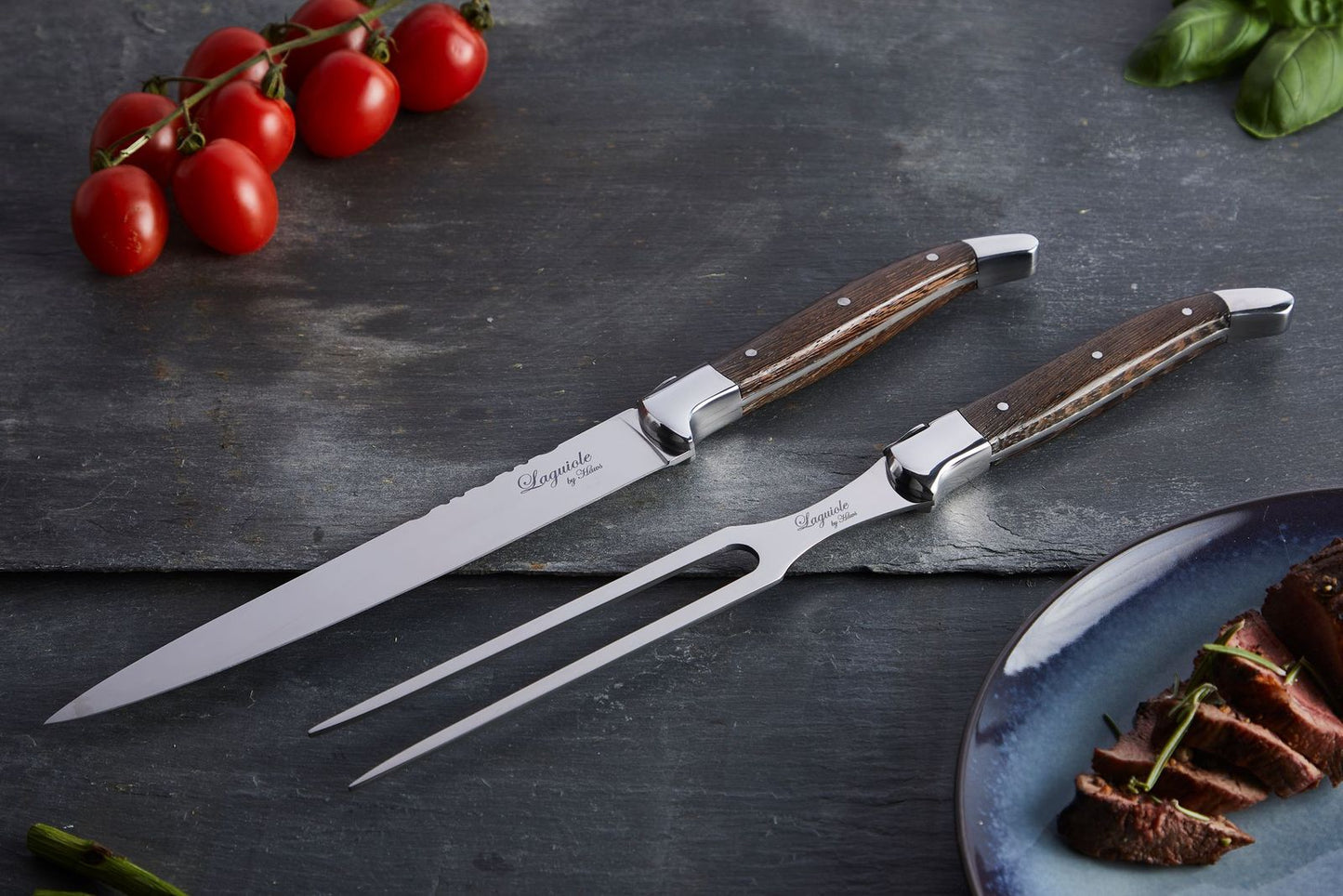 Laguiole By Hâws Carving Knife And Fork Set 2 Pcs Wengé