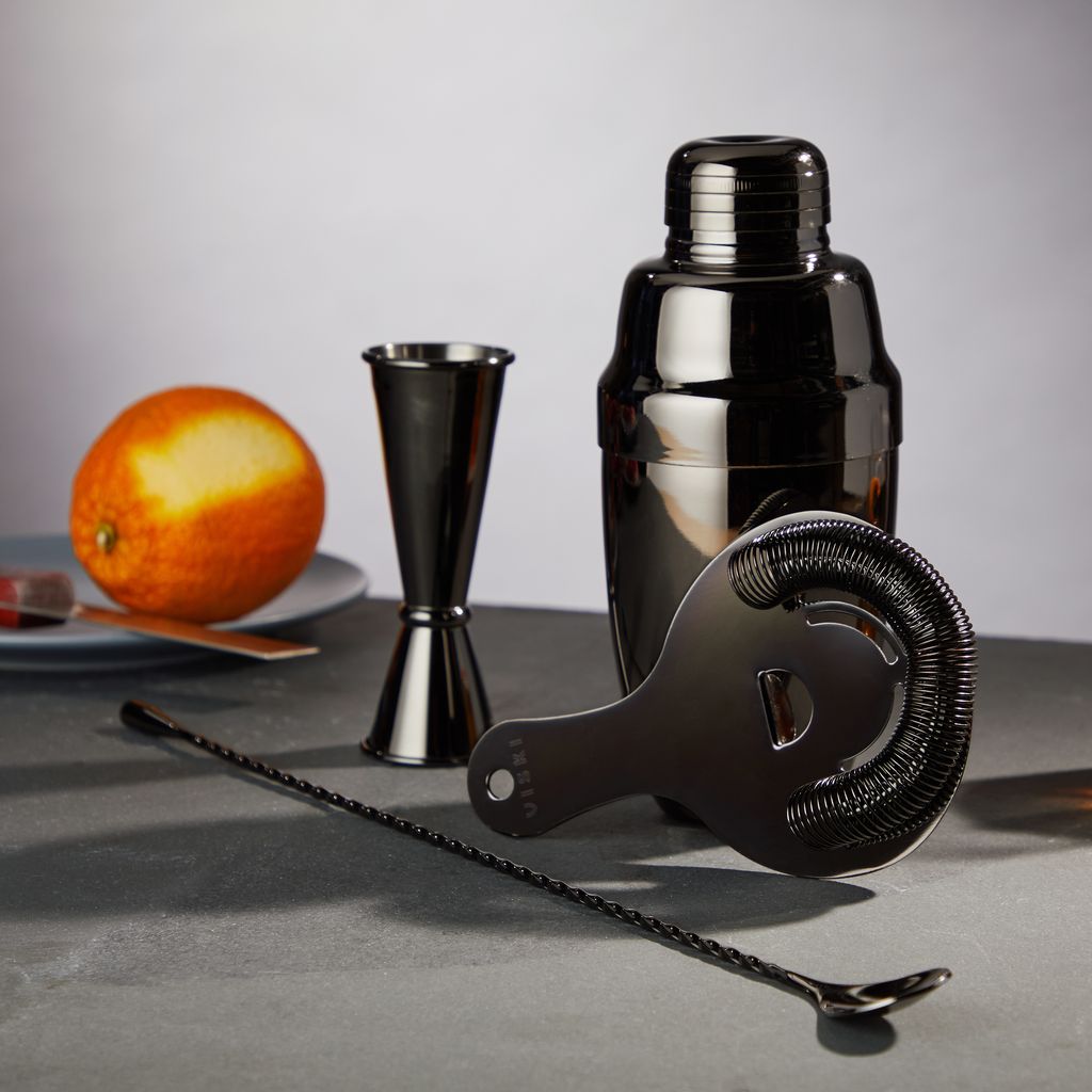 Viski Bartenderset Gunmetal 4 Delar - Cocktailset Shaker Rostfritt Stål