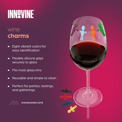 Innovine Vinmarkörer Silikon 8-pack - Färgglada Glasmarkörer