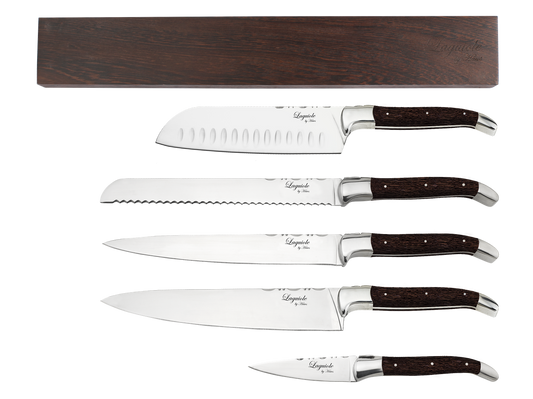 Laguiole by Hâws Chef Set 5 pcs + Wall Knife Holder Wengé