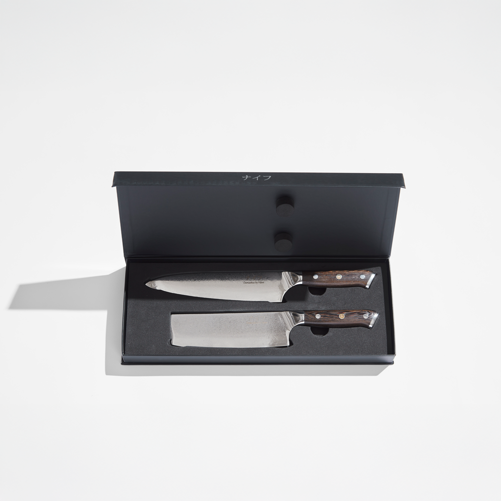 Damascus By Hâws DBHCVW Chef Knife 32 Cm + Vegetable Knife 30 Cm Wengé