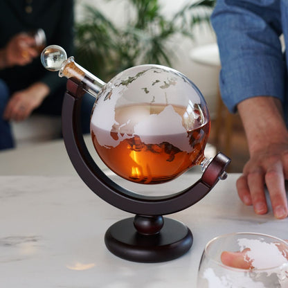 Viski Whiskeykaraff Globe Set 3 Delar - Globus Karaff och Tumblerglas