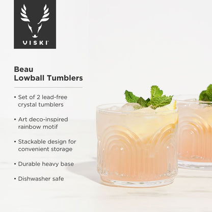 Viski Tumblerglas Deco Beau 33 cl - Kristallglas Art Deco 2-pack