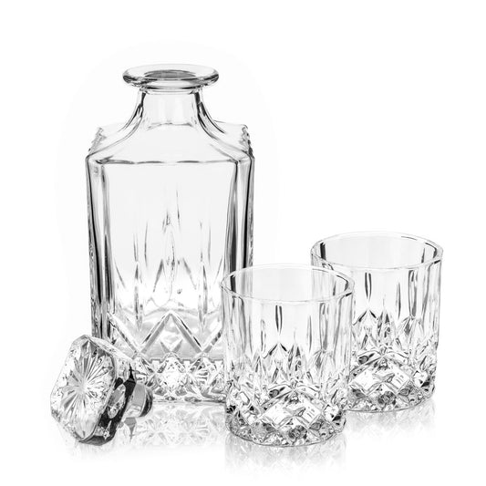 Viski Whiskeykaraff Admiral Set 3 Delar - Karaff och Tumblerglas Kristall