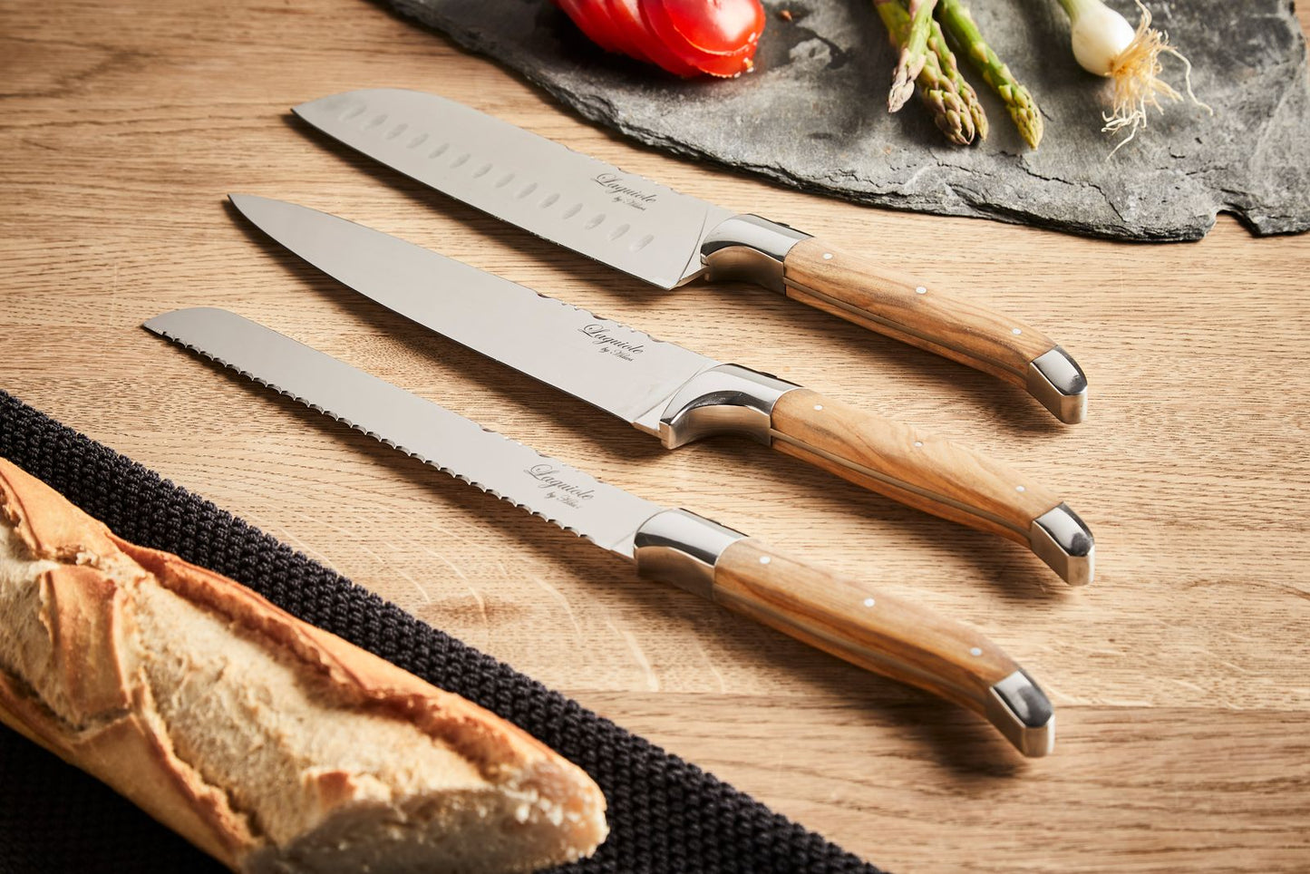 Laguiole By Hâws Chef Knife Set 3 Pcs Olive