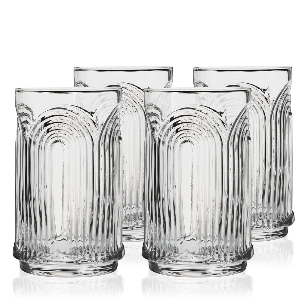 Viski Highballglas 53 cl - Kristallglas Art Deco 4-pack