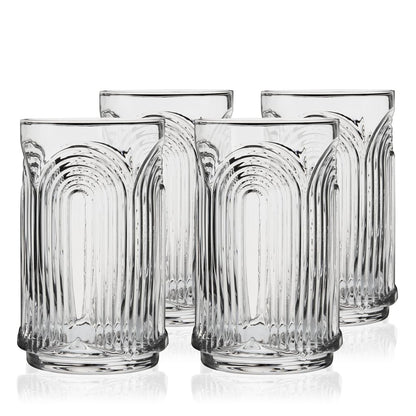 Viski Highballglas 53 cl - Kristallglas Art Deco 4-pack