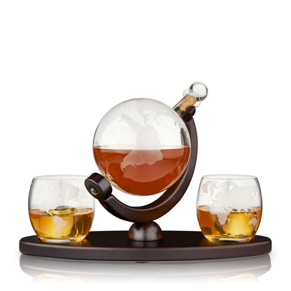 Viski Whiskeykaraff Globe Set 3 Delar - Globus Karaff och Tumblerglas
