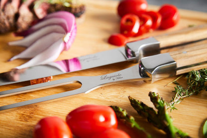 Laguiole By Hâws Carving Knife And Fork Set W/ Cutting Board Olive