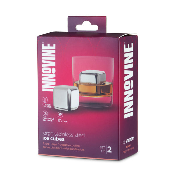 Innovine Kylkuber Rostfritt Stål 2-pack - Stora Whiskykuber 4,5 cm